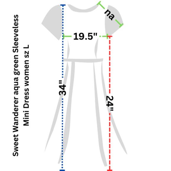 Sweet Wanderer aqua green Sleeveless Mini Dress women sz L - Picture 2 of 9